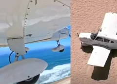 Video del momento exacto cuando una avioneta aterrizó de emergencia en una playa de California, Estados Unidos, tras sufrir una falla en el motor
